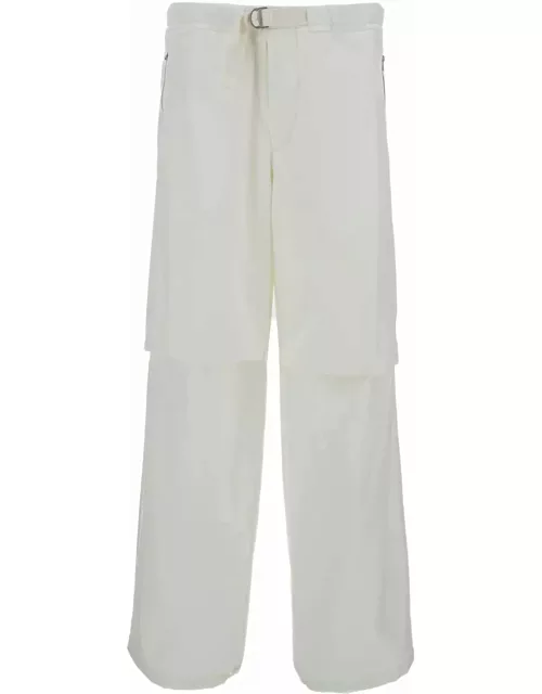 Jil Sander White Cargo Pants In Cotton Man