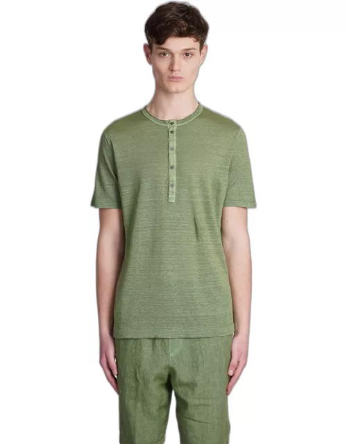 120% Lino T-shirt In Green Linen