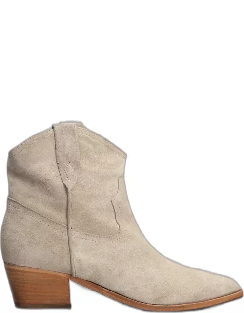 Julie Dee Texan Ankle Boots In Taupe Suede