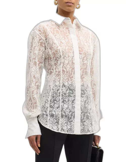 Margot Floral Sheer Button Down Shirt