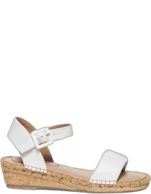 Leather Ankle-Strap Wedge Espadrille
