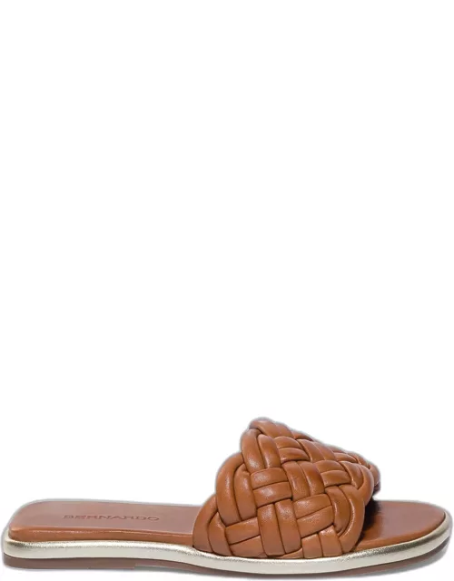 Braided Leather Flat Slide Sandal