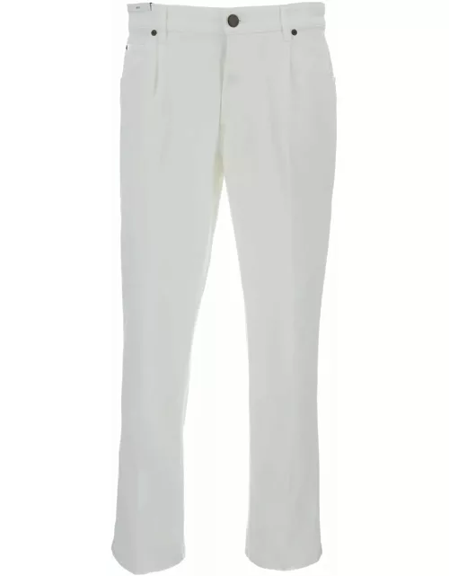 PT01 White Tapered Leg Jeans In Cotton Blend Man