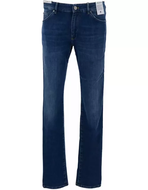 PT01 Dark Blue Medium Waist swing Jeans In Cotton Blend Man