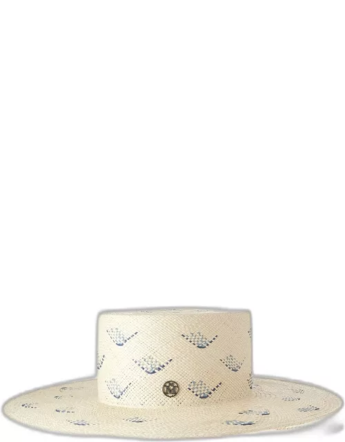 Lana Woven Floral Straw Wide-Brim Hat