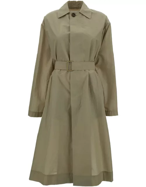 Philosophy di Lorenzo Serafini Olive Green Trench Coat With Buttons In Technical Fabric Woman
