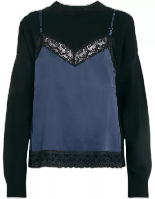 Lace Cami Overlay Wool Sweater