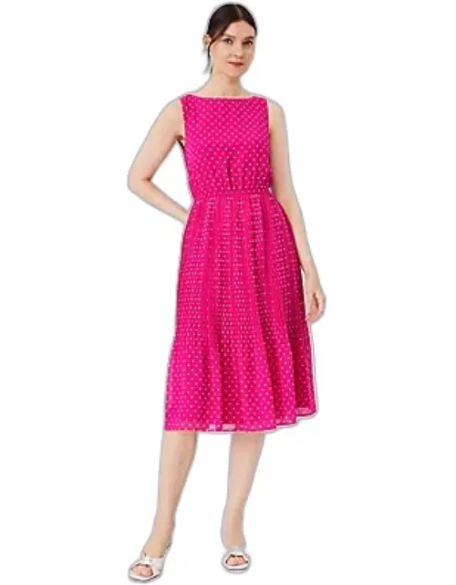 Ann Taylor Petite Dot Pleated Flare Dres