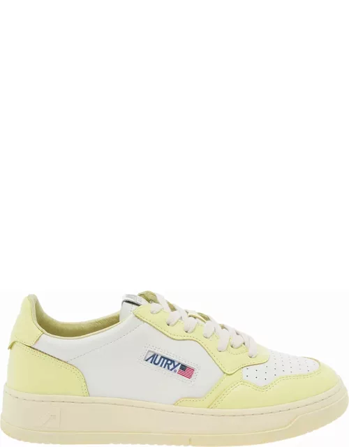 Autry medalist White And Yellow Low Top Sneakers With Logo Detail In Leather Man