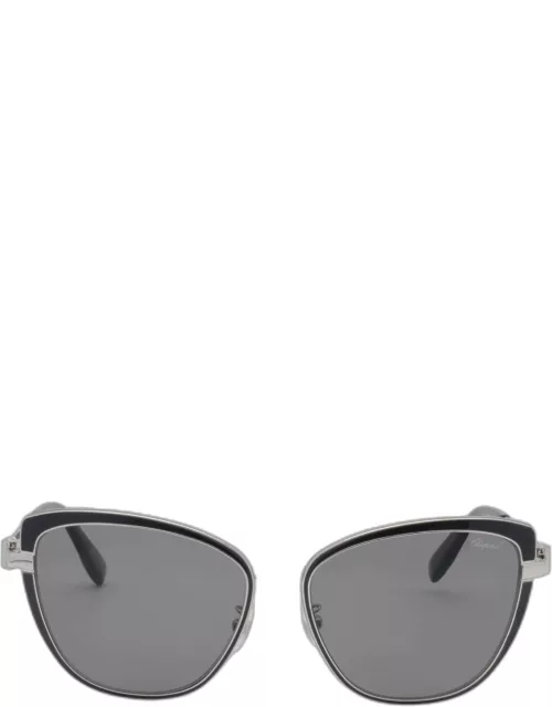 Chopard Shiny Palladium & Smoke Cat Eye Sunglasse