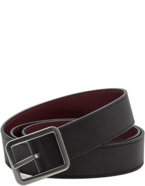 Bottega Veneta Black And Maroon Leather Belt