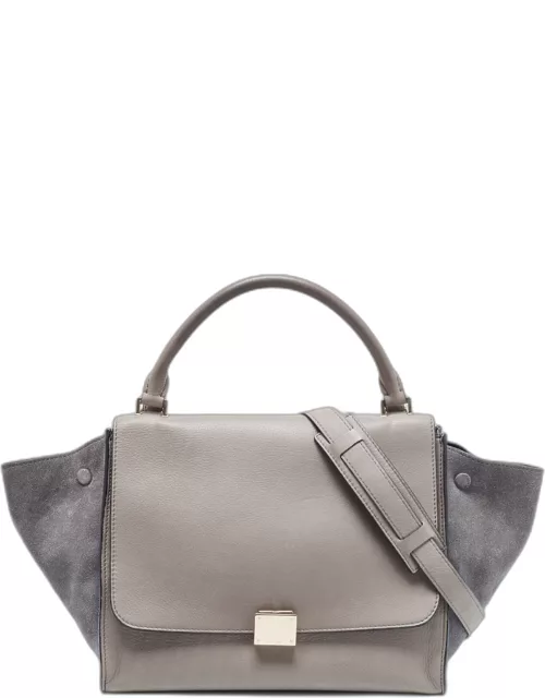 Celine Grey Leather and Suede Medium Trapeze Bag