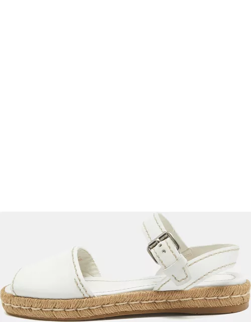 Prada White Leather Slingback Espadrille Sandal