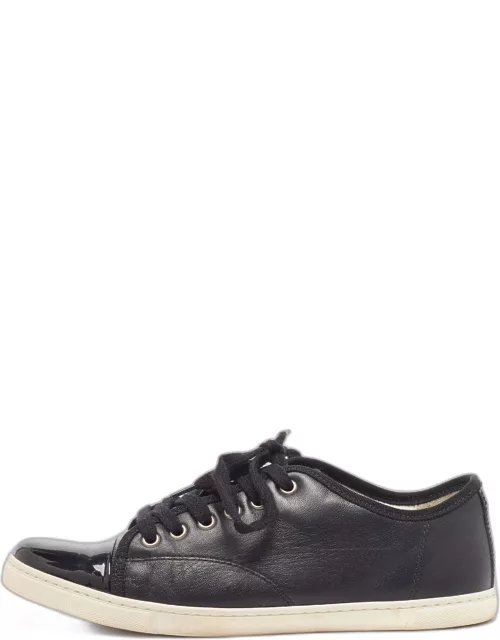 Lanvin Black Patent and Leather Low Top Sneaker