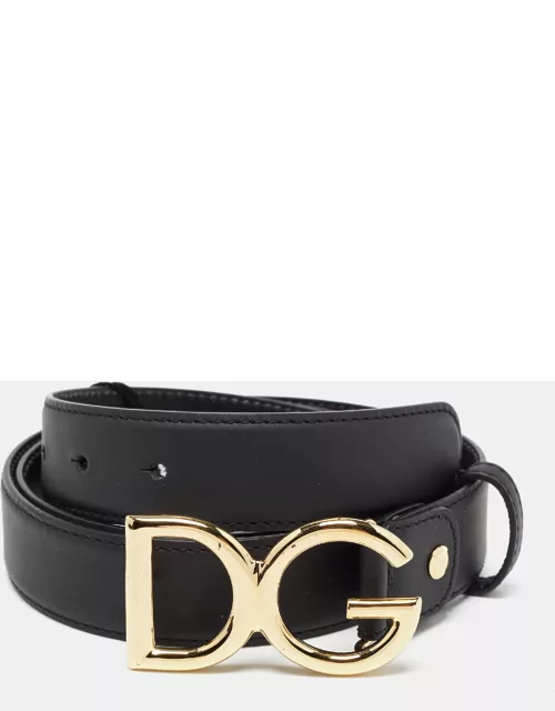 Dolce & Gabbana Black Leather DG Logo Buckle Belt 115 C
