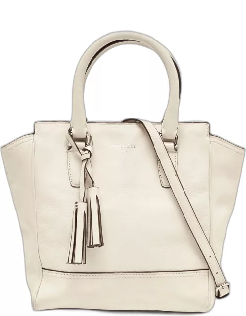 Coach Off White Leather Legacy Tassel Tote