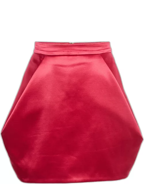 Balmain Pink Satin Pleated Mini Skirt