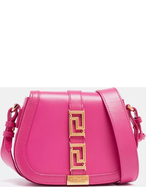 Versace Pink Leather Greca Shoulder Bag