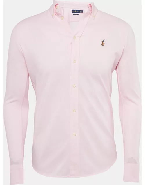 Ralph Lauren Pink Cotton Knit Oxford Button Down Shirt
