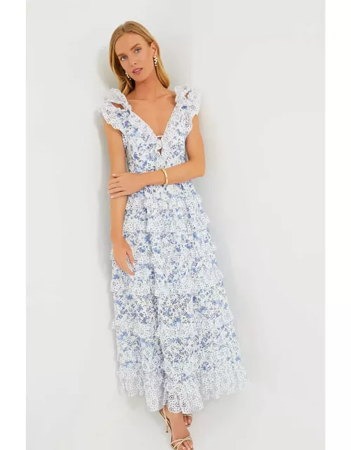 White and Blue Floral Daria Dres