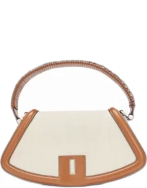 Shoulder bag with leather trims- White Women's Shoulder bag