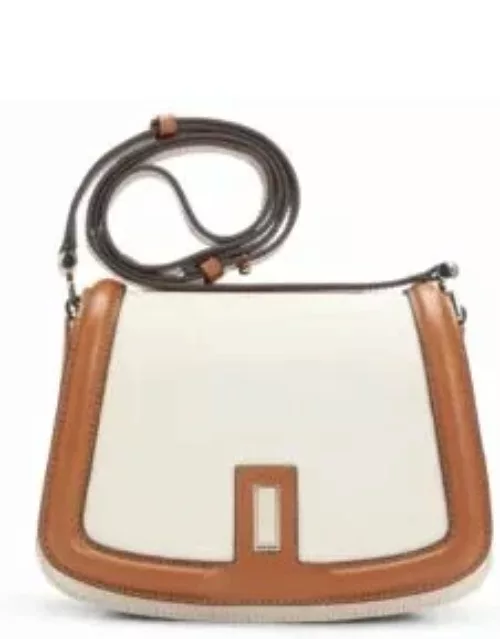 Saddle bag with leather trims- White Women's Handbag
