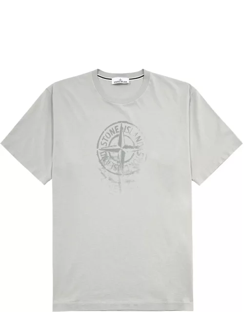 Stone Island Reflective Logo-print Cotton T-shirt - Grey
