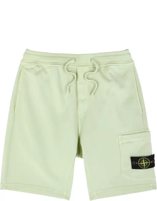 Stone Island Logo Cotton Shorts - Light Green