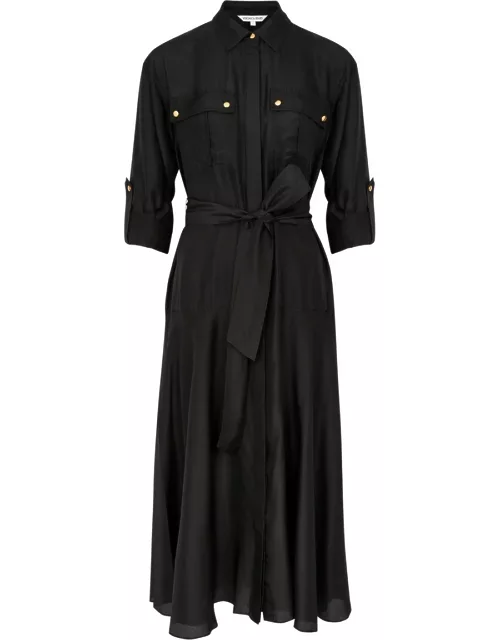 Veronica Beard Camille Silk-satin Midi Shirt Dress - Black - 8 (UK12 / M)