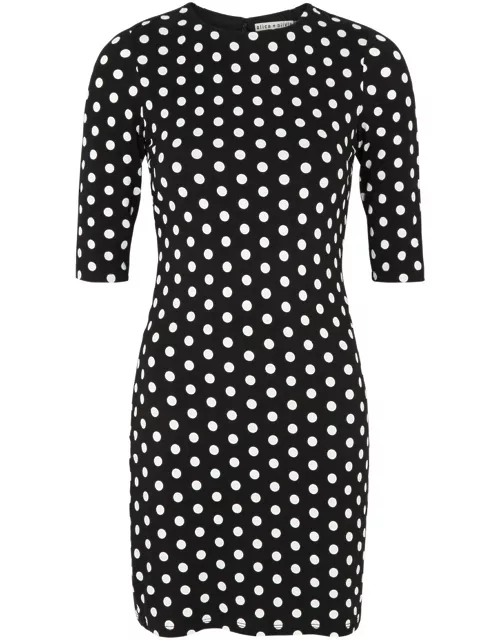 Alice + Olivia Delora Polka-dot Stretch-jersey Mini Dress - Black And White - 10 (UK14 / L)