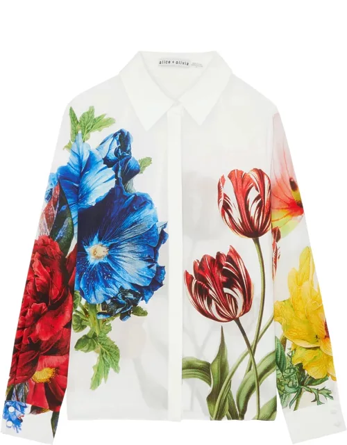 Alice + Olivia Will Floral-print Silk Shirt - White - M (UK12 / M)