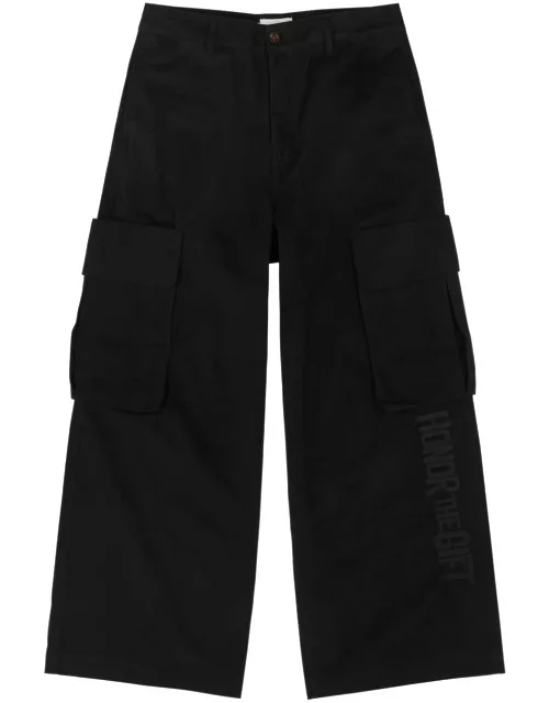 Honor The Gift Wide-leg Cotton Cargo Trousers - Black - 30 (W30 / S)