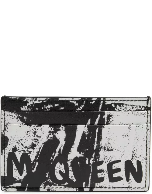 Alexander Mcqueen Logo Printed Leather Card Holder - Black