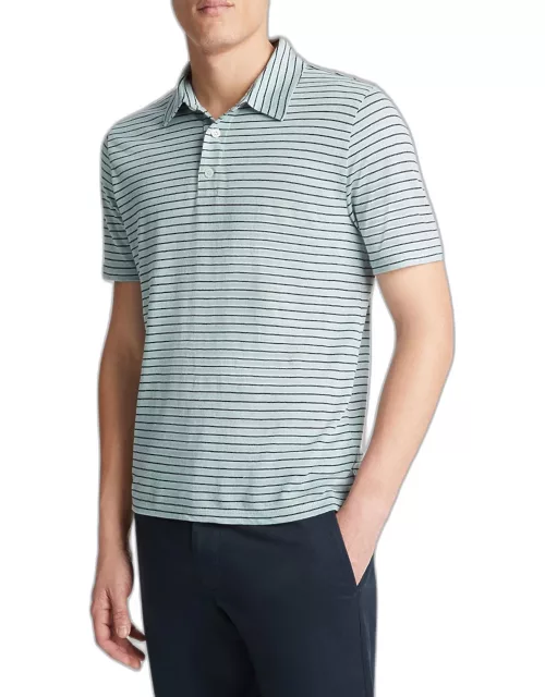 Men's Striped Linen Polo Shirt