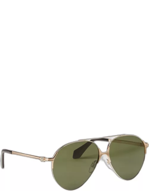 Men's Elkton Double-Bridge Metal Aviator Sunglasse