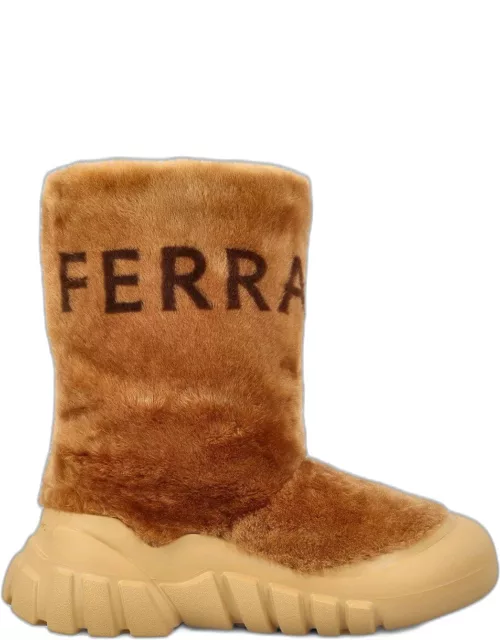 Ferragamo Logo-printed Round-toe Shearling Ski Boot