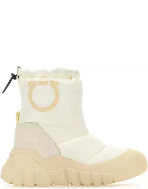 Ferragamo Ivory Fabric And Rubber Ankle Boot