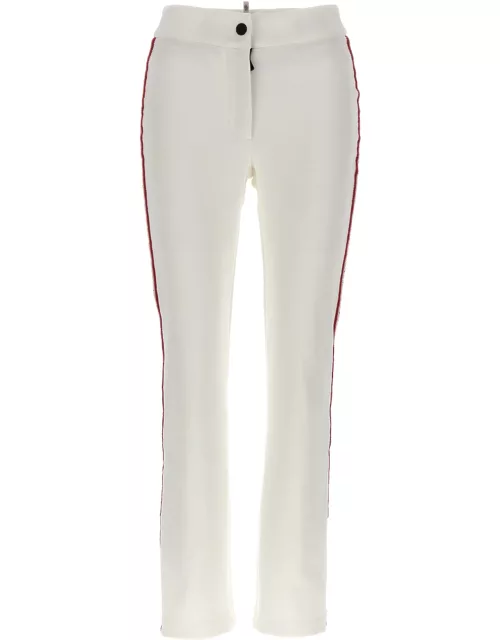 Moncler Grenoble White Trousers With Embroidered Side Band