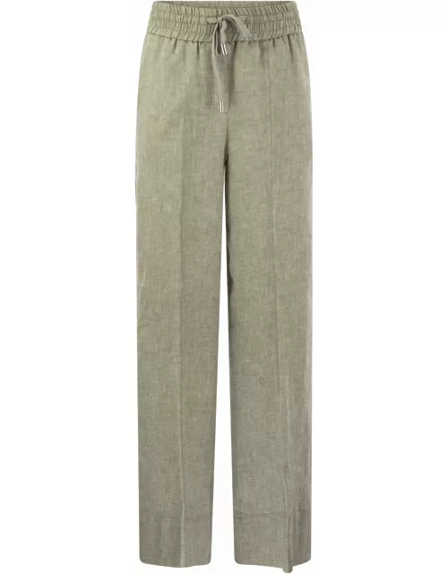 Peserico Loose-fitting Trousers In Lightweight Pure Linen Canva