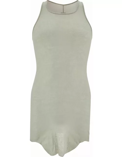 Rick Owens Grey Tank Top With Curved Hem In Cotton Man