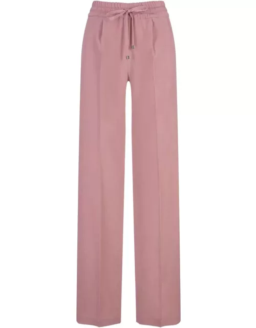 Kiton Pink Silk Blend Drawstring Trouser