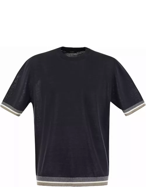 Peserico T-shirt In Linen And Cotton Yarn