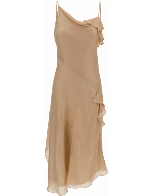 Victoria Beckham Mini Loose Draped Dress With Ruches In Viscose Blend Woman