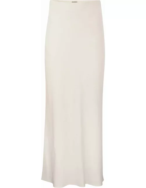 Brunello Cucinelli White Longuette Tube Skirt In Viscose Woman