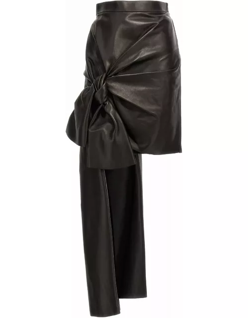 Alexander McQueen Leather Skirt With Maxi Bow