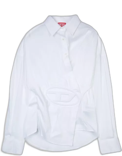 Diesel 0imal C-siz-n1 White cotton shirt with wrap closure - C Siz