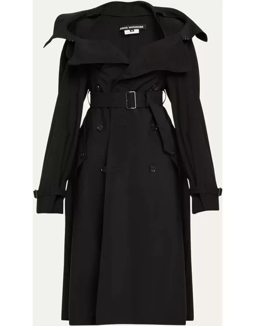 Double-Breasted Trench Midi Dres