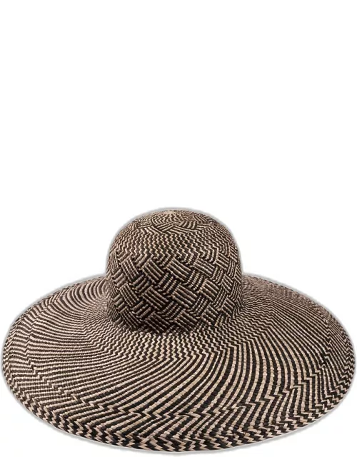 Amos Patterned Straw Large-Brim Hat