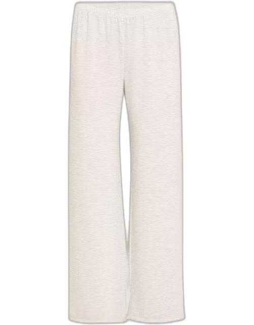 Soleil Striped Straight-Leg French Terry Pant