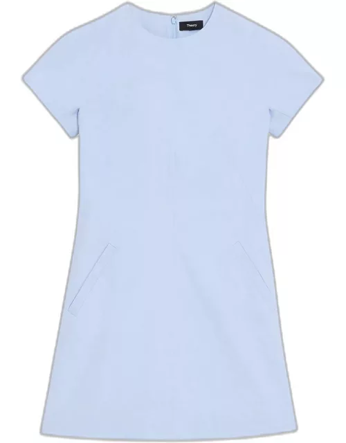 Dolman-Sleeve Tweed Canvas Mini Dres